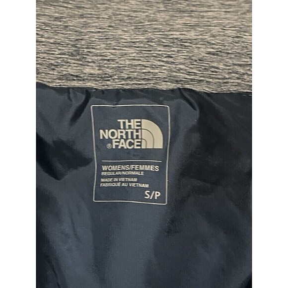 The North Face Sz S/P Heathered Gray Puffer Vest Womens Quilted Full Zip Logo - Picture 4 of 8